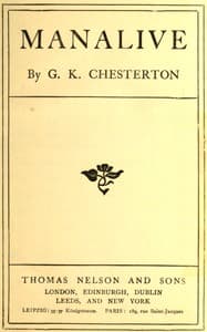 Manalive book cover