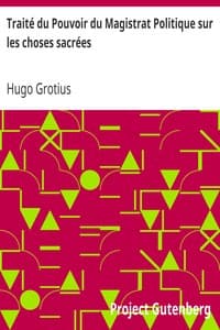 Traité du Pouvoir du Magistrat Politique sur les choses sacrées book cover