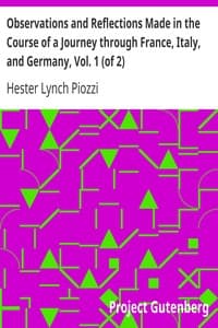 Observations and Reflections Made in the Course of a Journey through France, Italy, and Germany, Vol. 1 (of 2) book cover