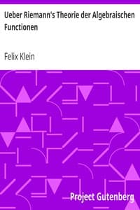 Ueber Riemann's Theorie der Algebraischen Functionen book cover