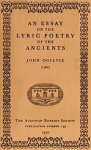 An Essay on the Lyric Poetry of the Ancients