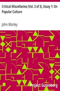 Critical Miscellanies (Vol. 3 of 3), Essay 1: On Popular Culture