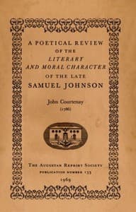 A Poetical Review of the Literary and Moral Character of the late Samuel Johnson (1786)