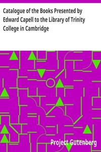 Catalogue of the Books Presented by Edward Capell to the Library of Trinity College in Cambridge book cover