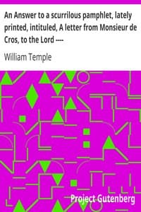 An Answer to a scurrilous pamphlet, lately printed, intituled, A letter from Monsieur de Cros, to the Lord ---- book cover