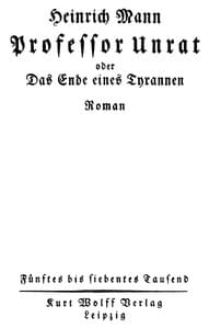 Professor Unrat, oder, Das Ende eines Tyrannen book cover