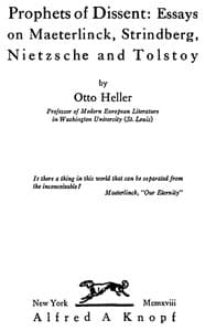 Prophets of Dissent: Essays on Maeterlinck, Strindberg, Nietzsche and Tolstoy book cover