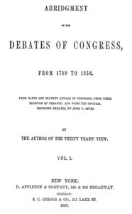 Abridgment of the Debates of Congress, from 1789 to 1856, Vol. 1 (of 16) book cover
