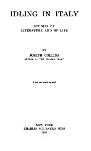 Idling in Italy: Studies of literature and of life book cover