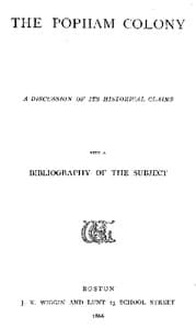 The Popham Colony book cover