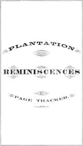 Plantation Reminiscences book cover
