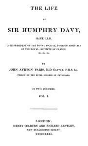 The Life of Sir Humphry Davy, Bart. LL.D., Volume 1 (of 2) book cover