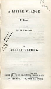 A Little Change: A Farce in One Scene book cover