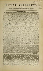 Divine Authority; Or, the Question: Was Joseph Smith Sent of God?