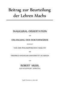 Beitrag zur Beurteilung der Lehren Machs
