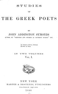 Studies of the Greek Poets (Vol 1 of 2) book cover