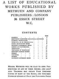 A List of Educational Works Published by Methuen & Company - June 1900