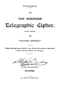 The Robinson Telegraphic Cipher book cover