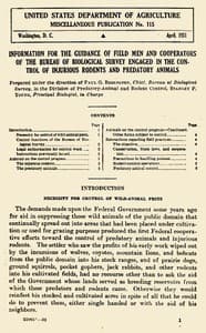 Information for the Guidance of Field Men and Cooperators of the Bureau of Biological Survey Engaged in the Control of Injurious Rodents and Predatory Animals