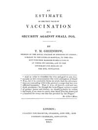 An Estimate of the True Value of Vaccination as a Security Against Small Pox book cover