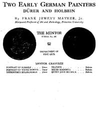 The Mentor: Two Early German Painters, Dürer and Holbein, Vol. 1, Num. 48, Serial No. 48 book cover