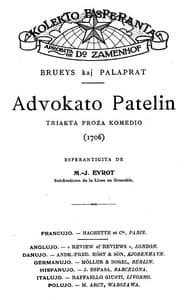 Advokato Patelin: Triakta proza komedio book cover