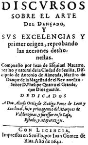 Discursos sobre el arte del dançado
y sus exelencias y primer origen, reprobando las acciones deshonestas