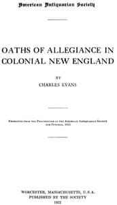 Oaths of Allegiance in Colonial New England