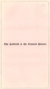 The Sabbath and the Crystal Palace