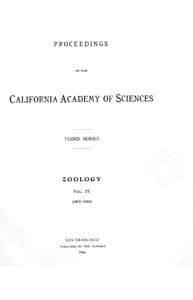 Proceedings of the California Academy of Sciences, Series 3, Volume 4 (Zoology) book cover