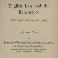 English Law and the Renaissance
The Rede Lecture for 1901