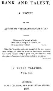 Rank and Talent; A Novel, Vol. 3 (of 3) book cover