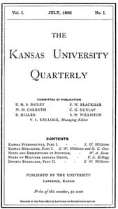 The Kansas University Quarterly, Vol. I, No. 1 (1892)
