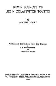 Reminiscences of Leo Nicolayevitch Tolstoi book cover