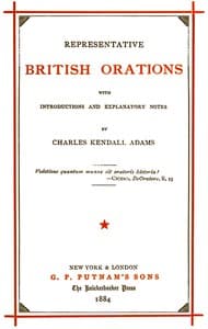 Representative British Orations Volume 1 (of 4)
With Introductions and Explanatory Notes book cover