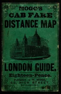 Mogg's Cab Fare Distance Map and London Guide.
Index to the Streets, Squares, and Cab Stands.