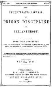 The Pennsylvania Journal of Prison Discipline and Philanthropy (Vol. VIII, No. II, April 1853) book cover