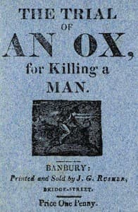The Trial of an Ox, for Killing a Man;
With the Examination of the Witnesses, Before Judge Lion, at Quadruped Court, near Beast Park.