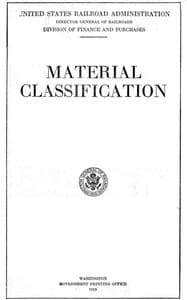 Material Classification
Recommended by the Railway Storekeepers' Association