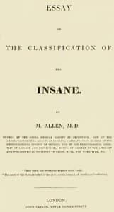 Essay on the Classification of the Insane