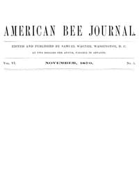 The American Bee Journal, Vol. VI., Number 5, November 1870 book cover