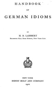 Handbook of German Idioms