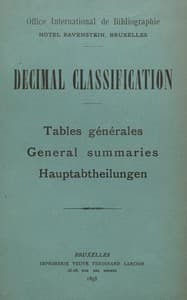Decimal Classification. Tables générales
