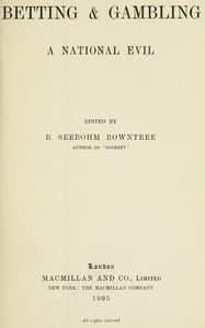 Betting & Gambling: A National Evil book cover
