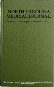 North Carolina Medical Journal. Vol. 3. No. 4. April, 1879 book cover