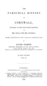 The Parochial History of Cornwall, Volume 4 (of 4)