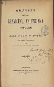 Apuntes para una Gramática Valenciana Popular