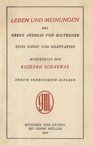 Leben und Meinungen des Herrn Andreas von Balthesser, eines Dandy und Dilettanten book cover