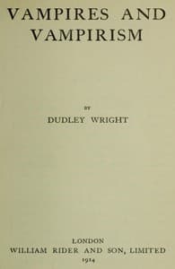 Vampires and Vampirism book cover
