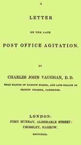 A Letter on the Late Post Office Agitation